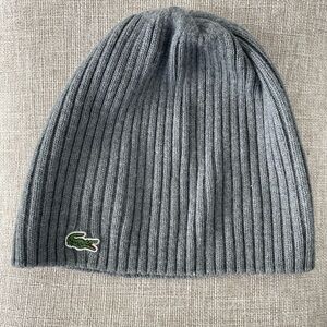 Lacoste 100% Merino Wool Beanie (Grey)